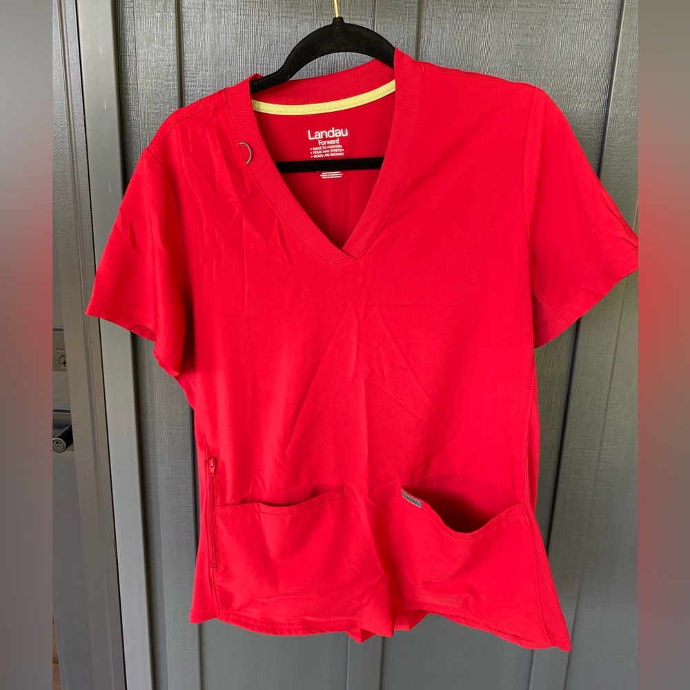 Women’s Landau Scrubs.  Size Large top and bottom.  Color is Red.